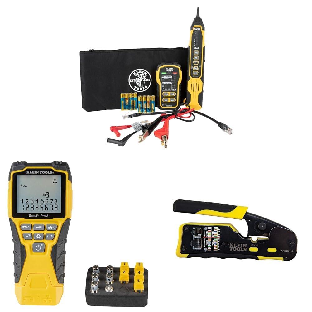 imageKlein Tools VDV500920 Wire Tracer Tone Generator and Probe Kit Continuity Tester for Ethernet Internet Telephone Speaker Coax Video and Data Cables RJ45 RJ11 RJ12Digital and Analog