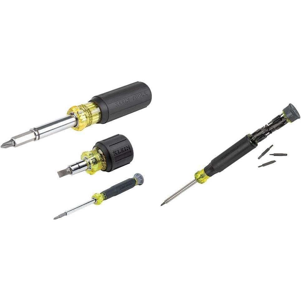 imageKlein Tools 32500MAG Magnetic MultiBit Screwdriver  Nut Driver 11in1 Multi Tool with 8 Bits 3 Nut Driver Sizes Cushion Grip Handle3Piece Kit