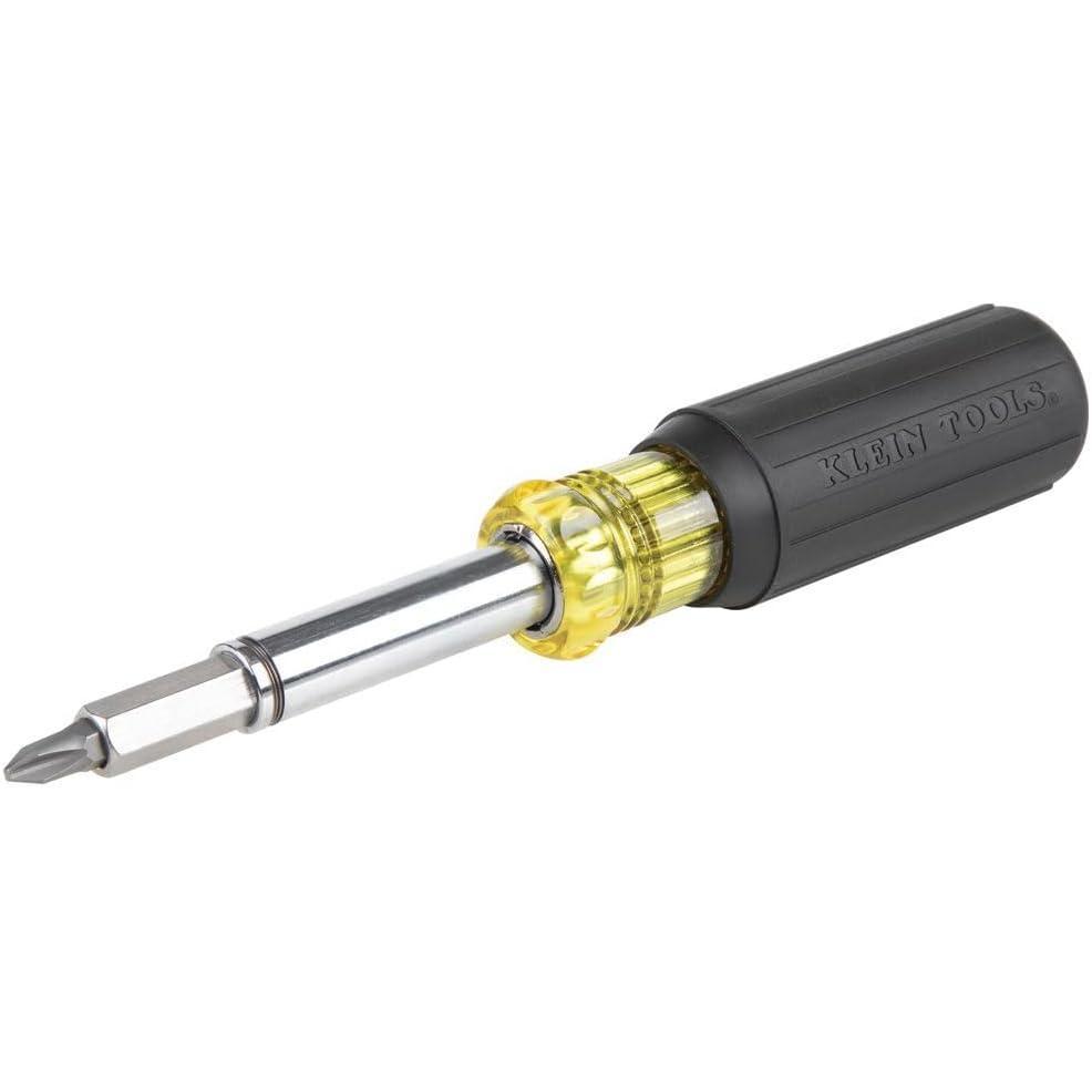 imageKlein Tools 32500MAG Magnetic MultiBit Screwdriver  Nut Driver 11in1 Multi Tool with 8 Bits 3 Nut Driver Sizes Cushion Grip HandleMagnetic 11in1