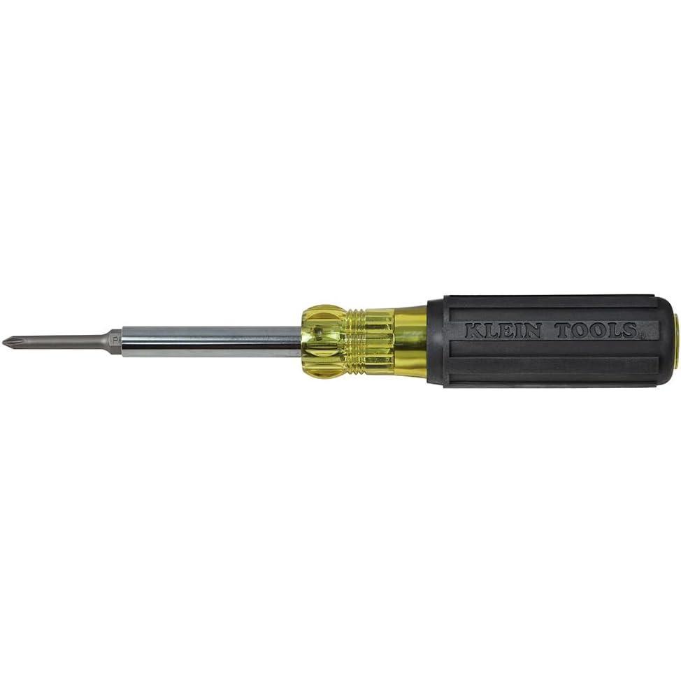 imageKlein Tools 32559 Multibit Screwdriver  Nut Driver Extended Reach 6in1 Tool with Nut Driver Phillips and Slotted BitsScrewdriver