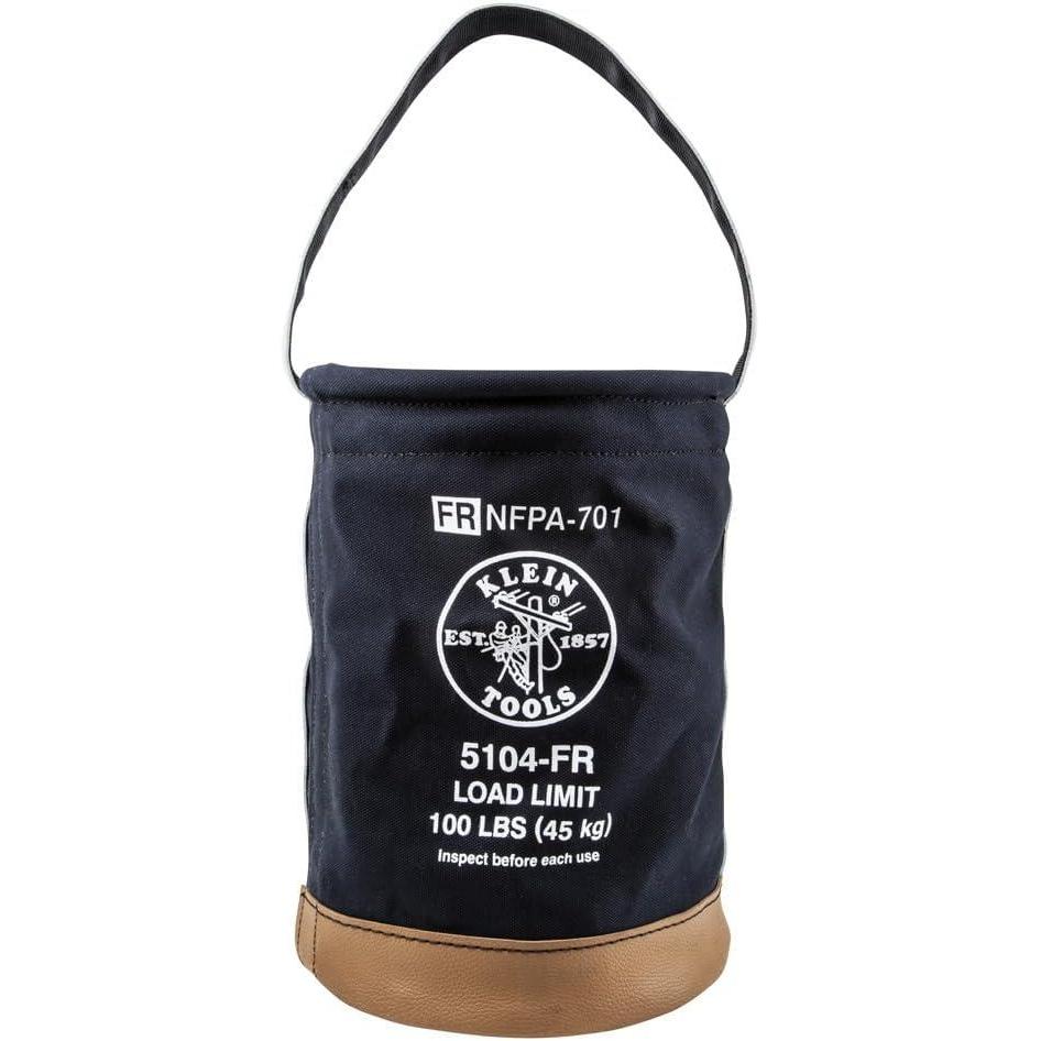 imageKlein Tools 5104CLRFR Canvas Bucket FlameResistant Top Closing Tool Bucket with DoubleReinforced Bottom 100Pound Load RatedOne Size