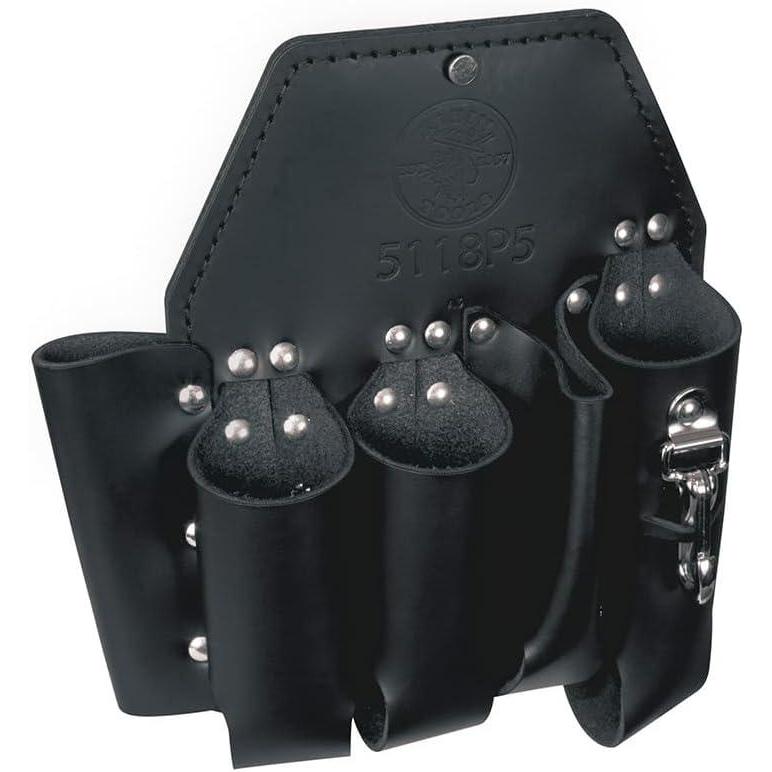 imageKlein Tools 5118P5 Lineman Tool Pouch 5Pocket and Knife Snap Durable Leather 10Inch x 11Inch5Pocket