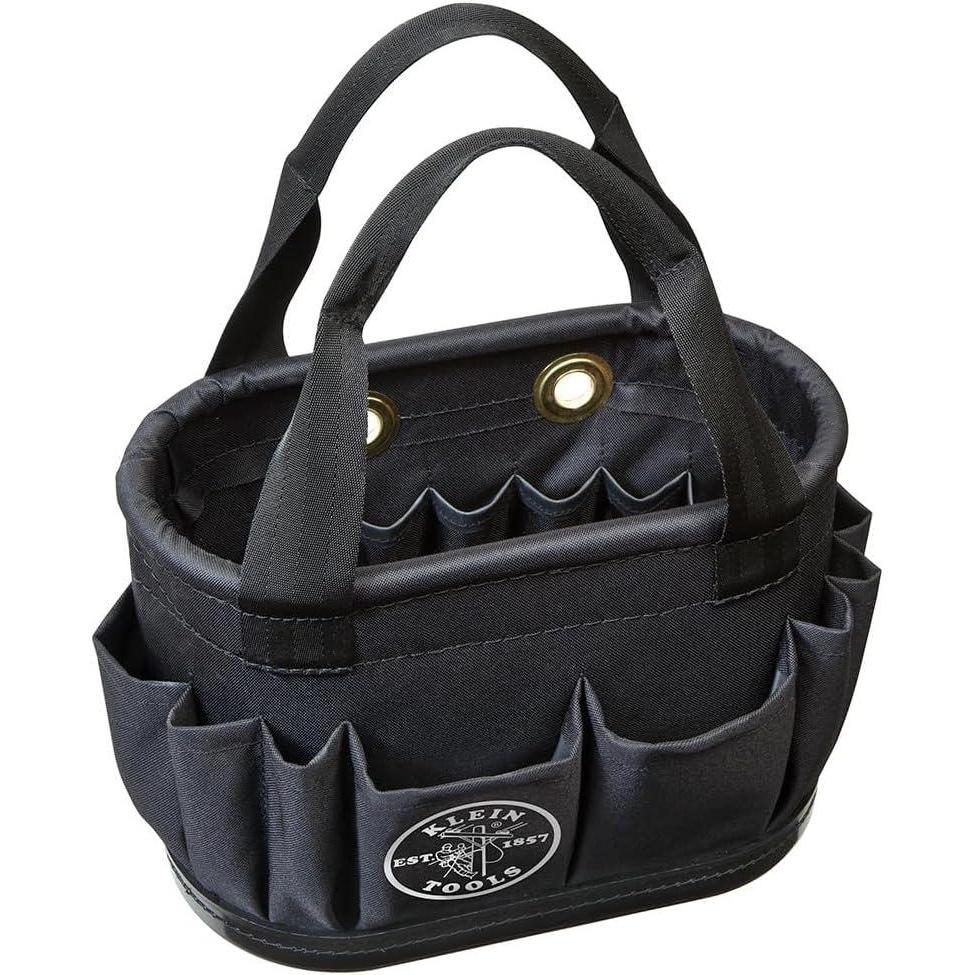 imageKlein Tools 5144BHB14OS HardBody Bucket Aerial Oval Tool Bucket with Drain Holes 29 PocketsBlack
