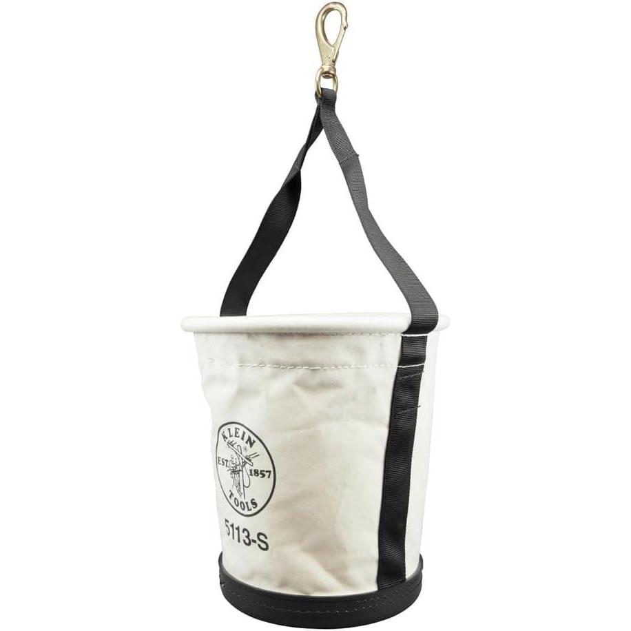 imageKlein Tools 5172PS HeavyDuty TaperedWall Bucket with 15 Inside Pockets No 4 CanvasSwivel Snap Hook