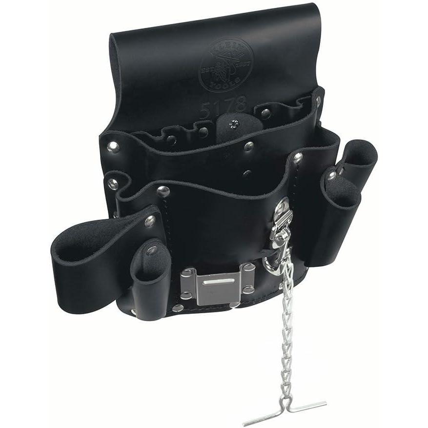 imageKlein Tools 5178 Pocket Tool Pouch Leather Tunnel Loop Belt Connection BlackOne Size