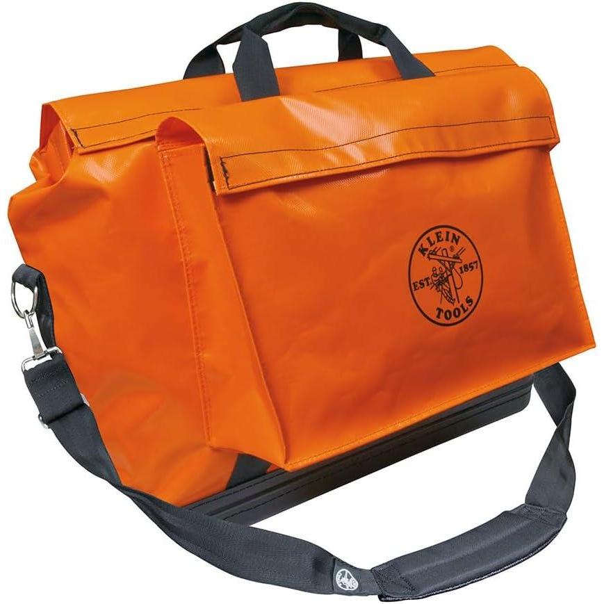 imageKlein Tools 5181ORA Large Vinyl Equipment Bag Made in USA Detachable Shoulder Strap with Two HeavyDuty SideAction Buckles Orange