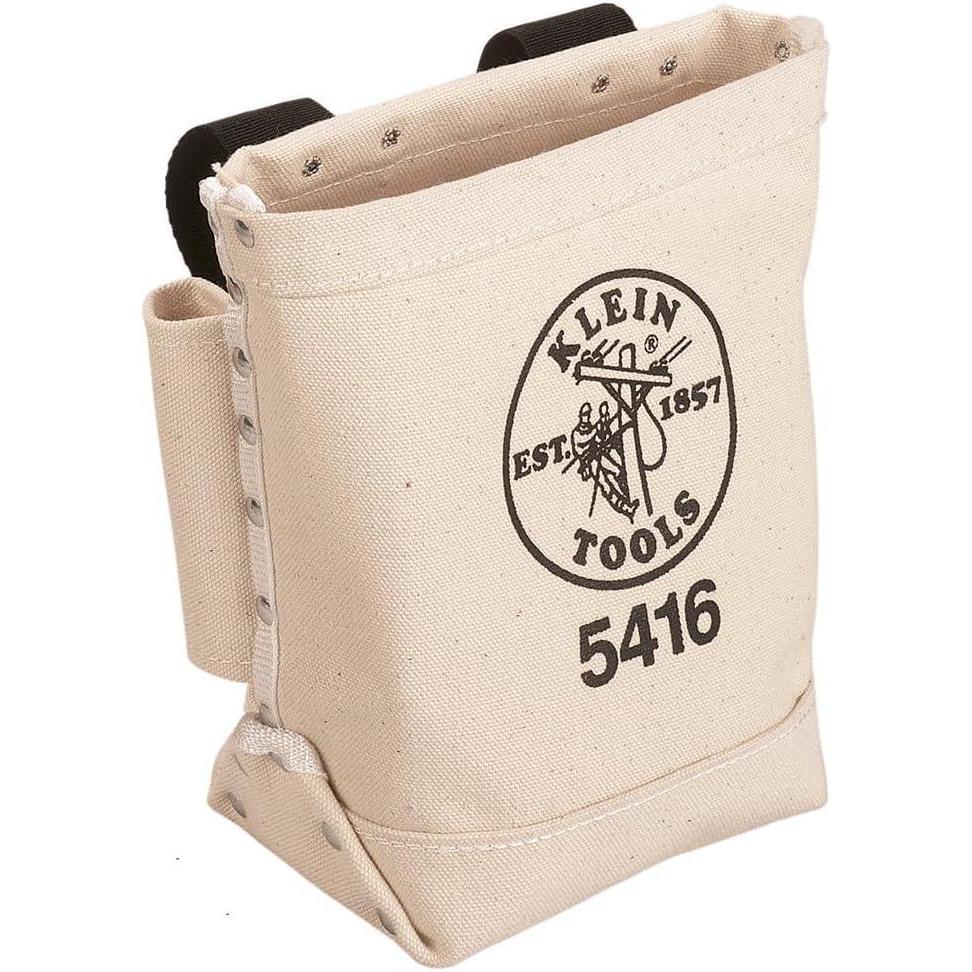 imageKlein Tools 5416 Tool Pouch Small Tool Bag for Bolt Storage with Bull Pin Loops and Belt Strap Connect 5 x 10 x 9Inch