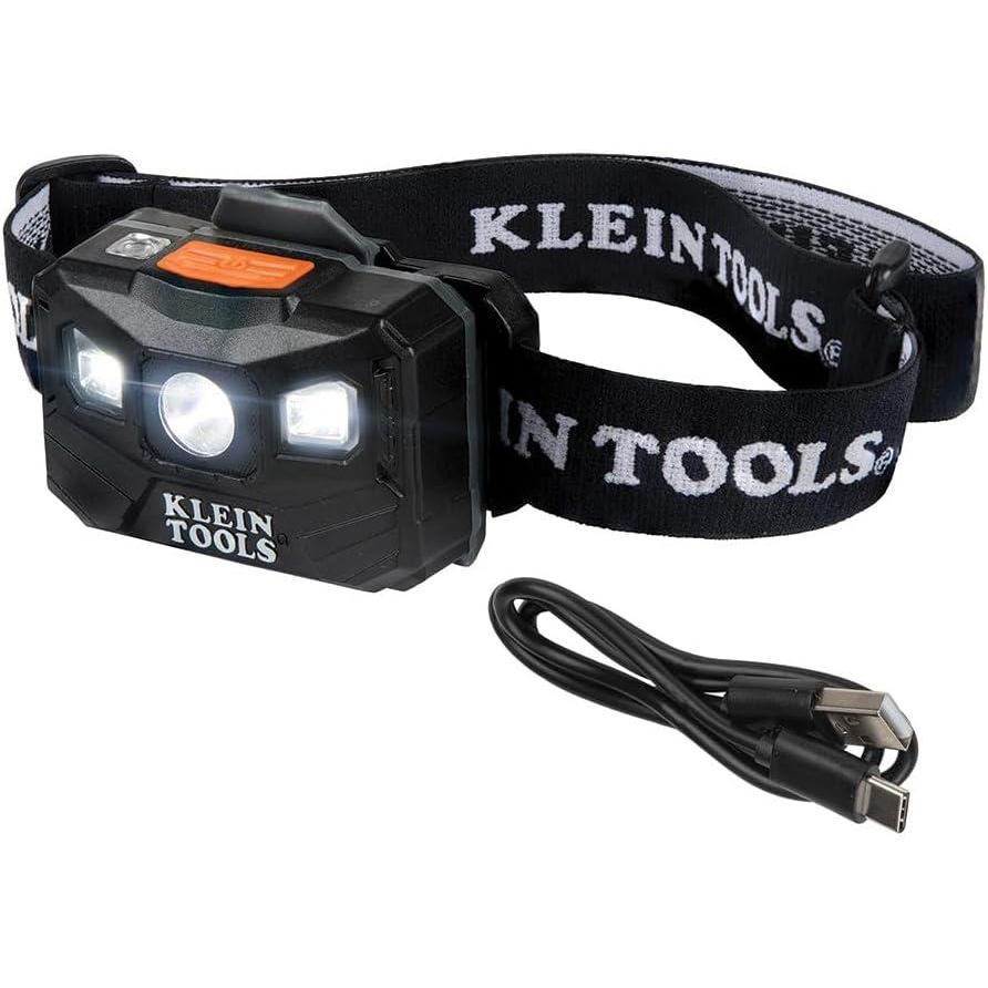 imageKlein Tools 56048 Rechargeable LED Headlamp Adjustable Fabric Strap 400 lms AllDay Runtime for Work Running Outdoor HikingFLASHLIGHT