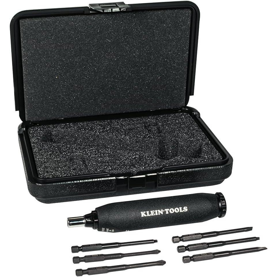 imageKlein Tools 57032 Screwdriver Set Made in USA Torque Screwdriver Kit with Phillips Slotted Square Bits 14Inch Nut Driver Case Included 6PieceDurability Versatile
