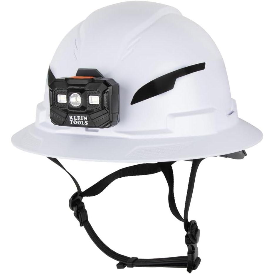 imageKlein Tools 60406T2RL Type 2 Hard Hat NonVented Full Brim Class E 6Point Suspension with Accessory Mounts Washable Padding and Rechargeable Headlamp