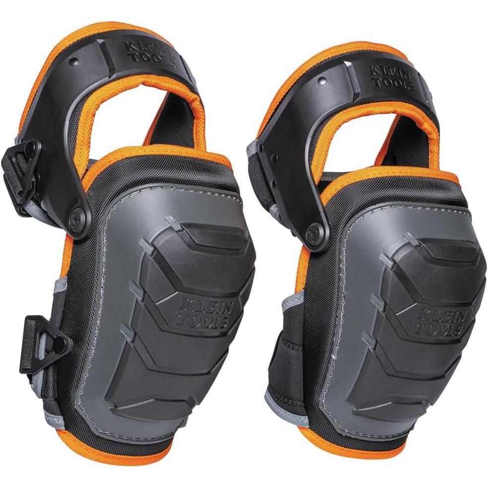 imageKlein Tools 60491 Hinged Knee Pads Heavy Duty Gel Foam Protective Knee Pads with QuickFasten Buckle and Thigh Strap Black