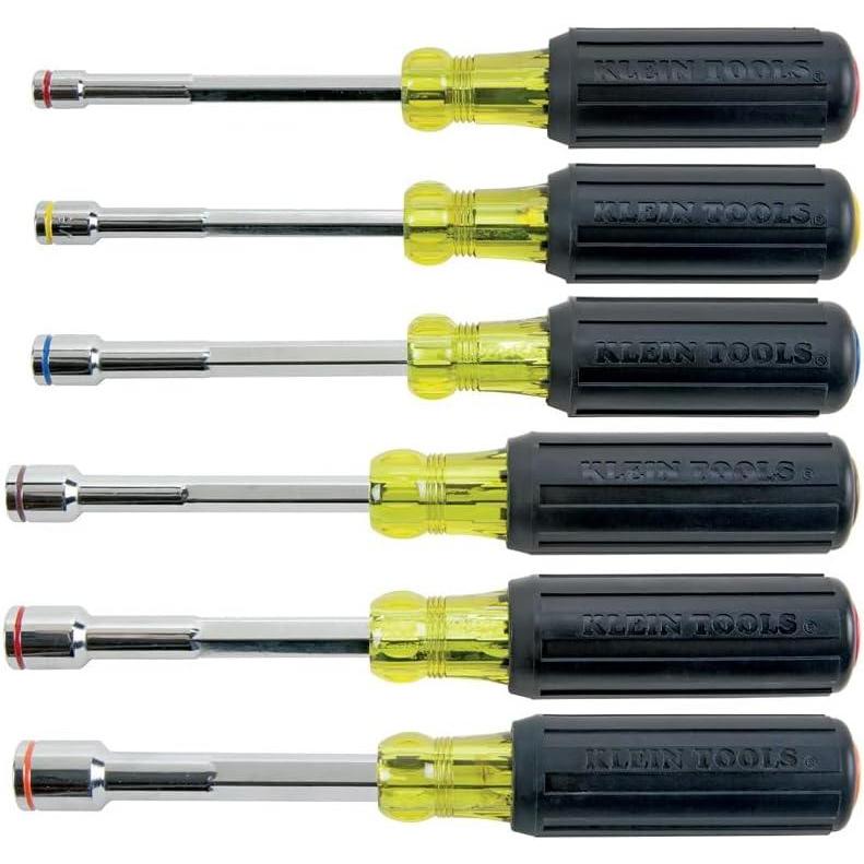 imageKlein Tools 6356 Tool Set Heavy Duty Magnetic Nut Drivers SAE Sizes 14 516 38 716 12 and 916Inch Hex 6Inch 6Piece6Piece