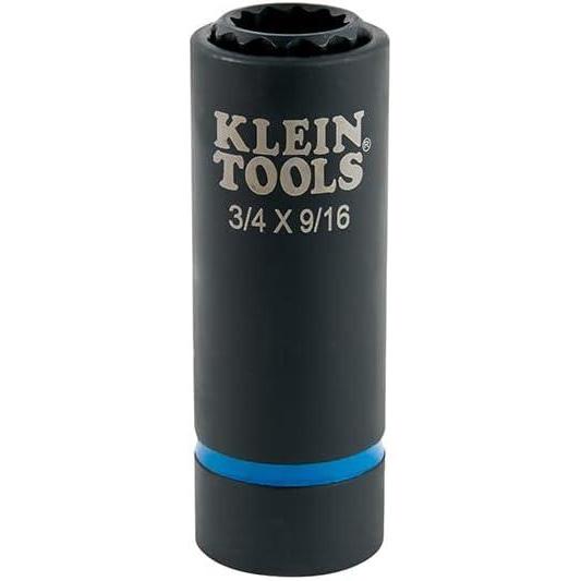imageKlein Tools 66001 2in1 Impact Socket Sizes 34Inch and 916Inch Hex 12Point Deep Socket Wrench with 12Inch Drive12Point