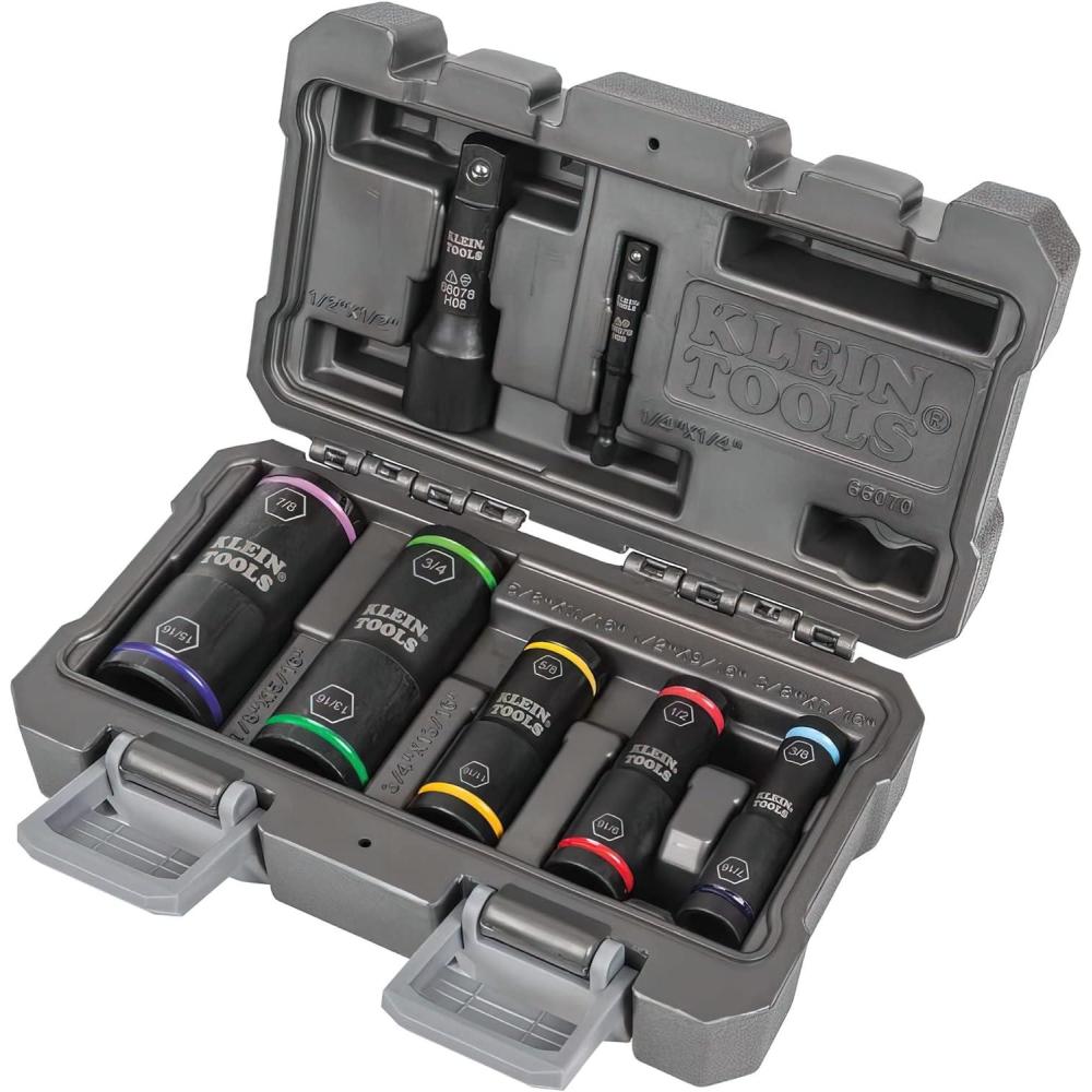 imageKlein Tools 66040 2in1 Impact Socket Set 5Piece Tool Set with 12Point Deep Sockets with 12Inch Drive Includes Tool CaseOne Size