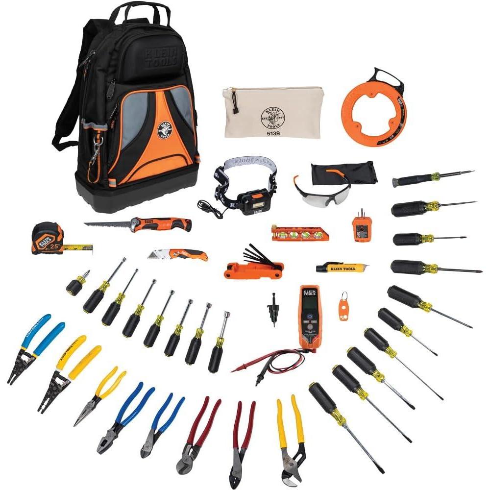 imageKlein Tools 80141 Hand Tools Kit includes Pliers Screwdrivers Nut Drivers Backpack and More Jobsite Tools 41Piece