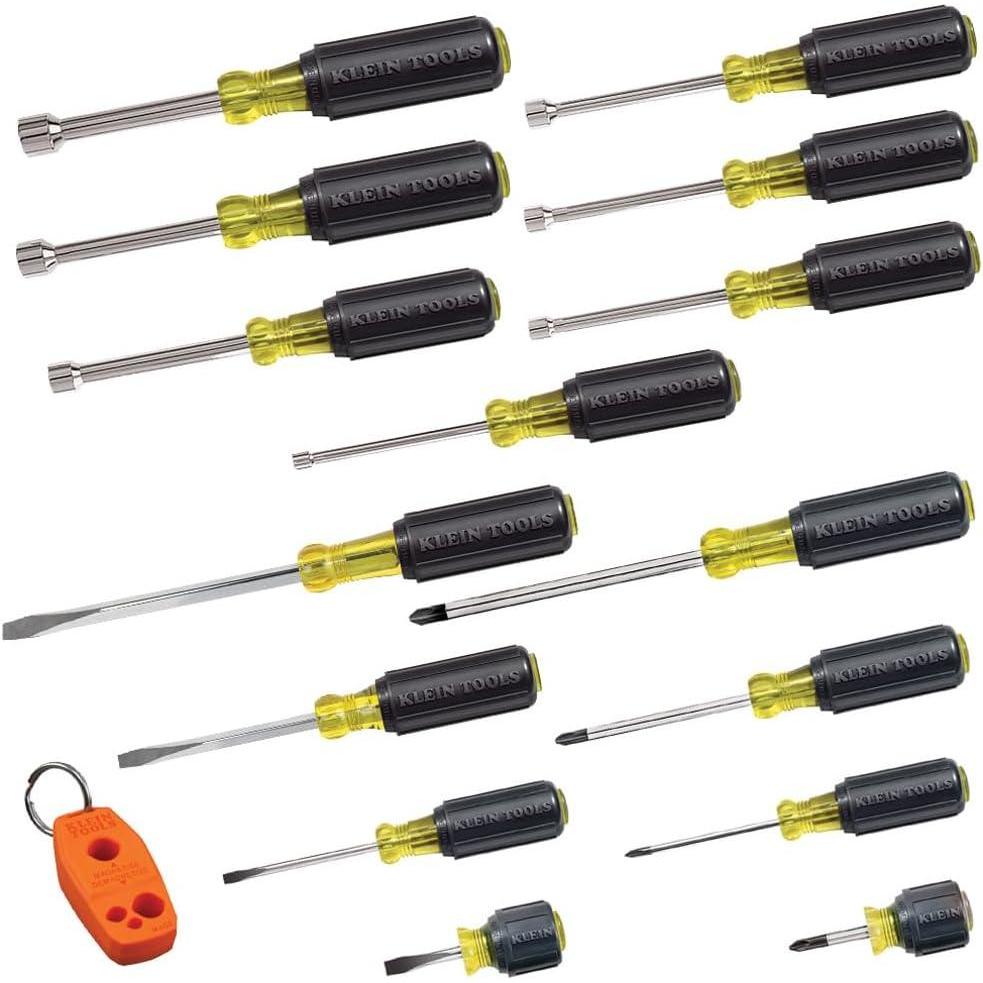 imageKlein Tools 85148 Screwdriver Set with Magnetizer  Demagnetizer for Magnetic Tips Flathead and Phillips Home Improvement 9Piece16Piece Screwdriver Set