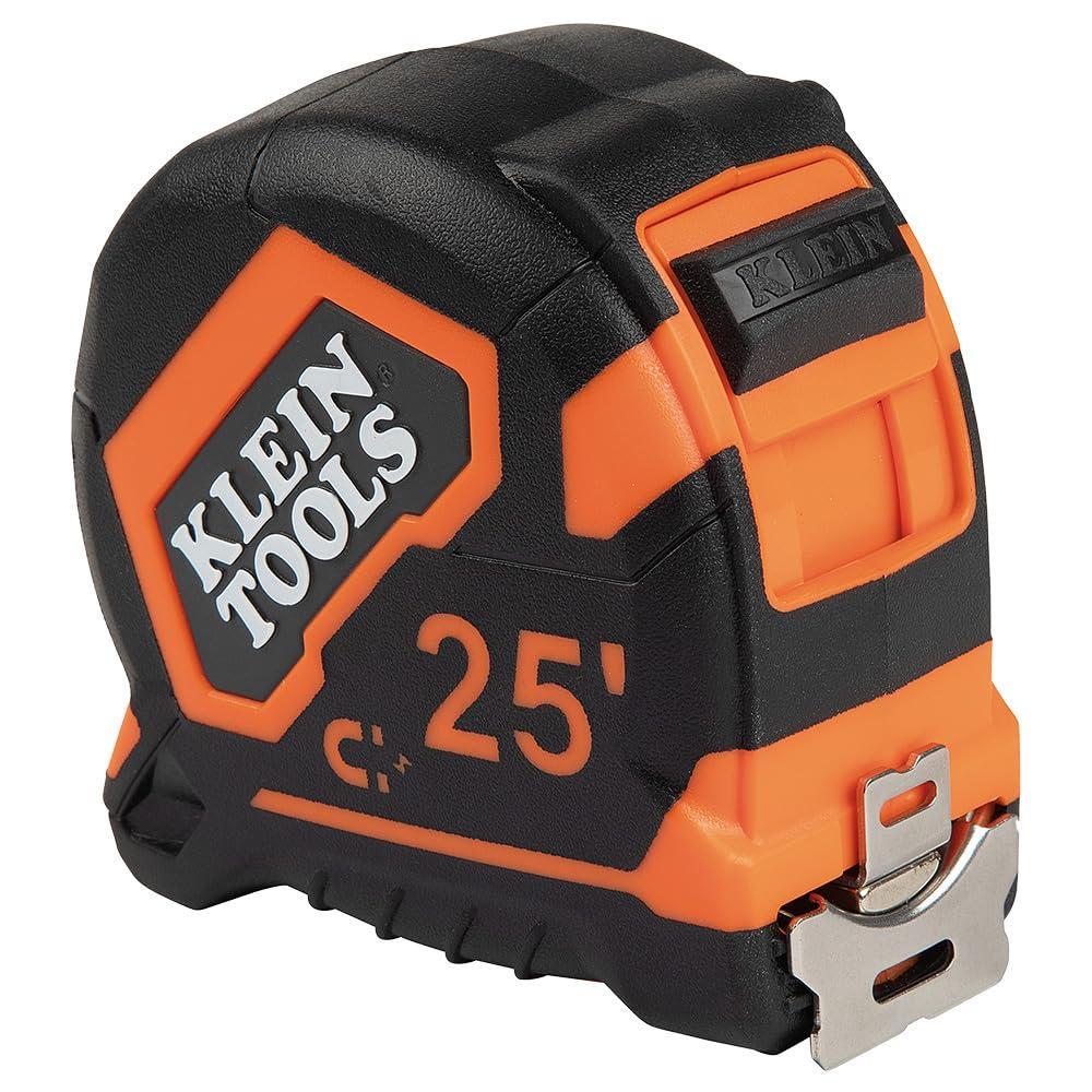 imageKlein Tools 9225 Tape Measure HeavyDuty Measuring Tape with 25Foot DoubleHook DoubleSided Nylon Reinforced Blade with Metal Belt Clip25Foot