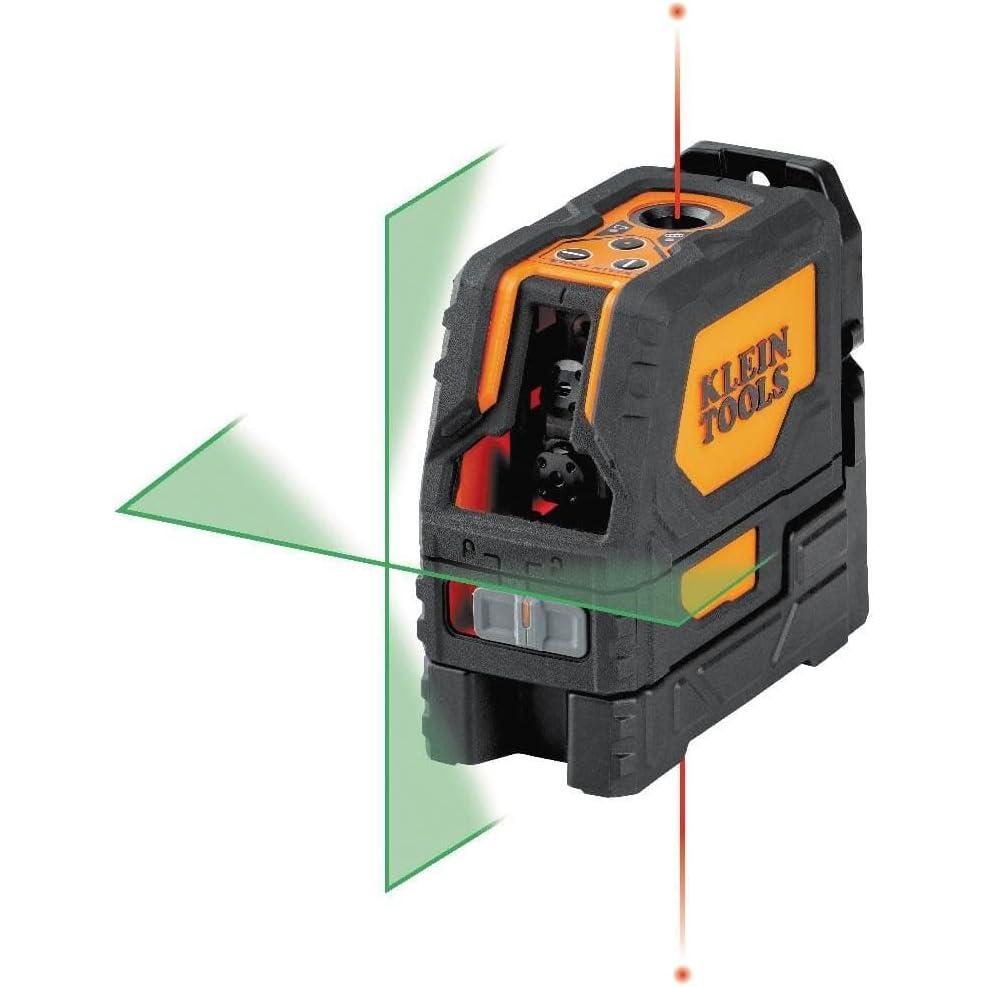 imageKlein Tools 93LCLGR SelfLeveling Laser Level Rechargeable with Bright Green CrossLines and Red Plumb Spot Magnetic and Ceiling Clamp MountingRechargeable Laser Level