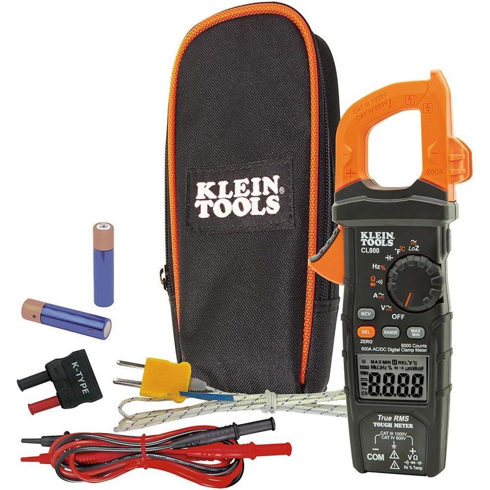 imageKlein Tools CL800 Digital Clamp Meter Auto Ranging TRMS ACDC VoltCurrent LoZ Continuity Frequency Capacitance NCVT Temp More 1000V