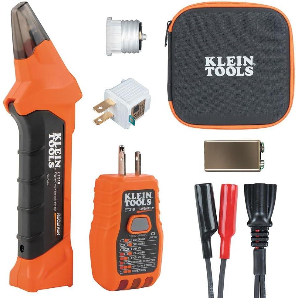 imageKlein Tools ET310KIT AC Circuit Breaker Finder Kit Electric Tester GFCI Tester Leads Adapters and Case