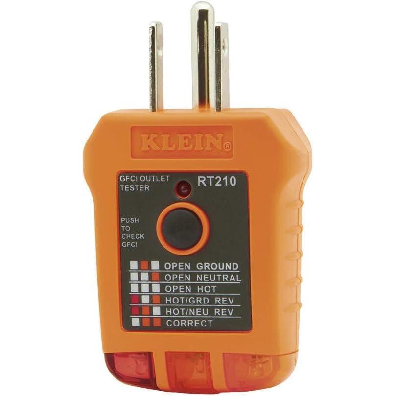 imageKlein Tools RT210 Outlet Tester Receptacle Tester for GFCI  Standard North American AC Electrical Outlets Detects Common Wiring Problems