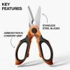 imageKlein Tools 2100FO Stainless Electrician Scissors with Serrated Blade and Cable Stripper Compact Shears for Wire and Cable Cutting 6InchLong Reach  7Inch