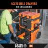 imageKlein Tools 54802MB MODbox Rolling Tool Box Heavy Duty Portable Tool Organizer with Side Mounting 10Inch Rubber Wheels Removable Handle Deep Stackable SetTwo Drawer Rolling Toolbox