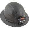 imageKlein Tools 60346 Hard Hat NonVented Full Brim Class E Premium KARBN Pattern Rechargeable Lamp Padded SweatWicking Sweatband Top PadHard Hat wRechargeable Light
