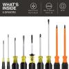 imageKlein Tools 85850 9Piece Electrician Tool Set with 3 Phillips 3 Slotted Drivers 1 ScrewHolding Driver 2 Insulated Drivers  Phillips and Square CushionGrip Handle9Piece