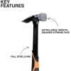imageKlein Tools H80918S Smooth Face Framing Hammer with Straight Claw 18Ounce Forged Steel Magnetic Nail Starter and ExtraLarge Squared Strike Face