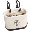 imageKlein Tools 5144 Canvas Bucket Aerial Oval Tool Bucket with Black Molded Polypropylene Bottom Includes Hooks 15 PocketsHooks Included
