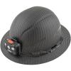 imageKlein Tools 60346 Hard Hat NonVented Full Brim Class E Premium KARBN Pattern Rechargeable Lamp Padded SweatWicking Sweatband Top PadHard Hat wRechargeable Light