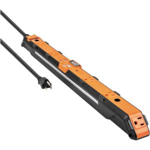 imageKlein Tools 29601 Magnetic Power Strip with Surge Protector Extension Cord 4 Outlets 3 USB Ports 5Foot Cord Power Supply Box with Light PowerBox 1 Heavy DutyPower Strip