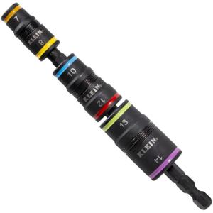 imageKlein Tools 32933M 6in1 Metric Impact Socket Set 3 Flip Sockets with 7 8 10 12 13 and 14 mm Nut Driver Sizes Impact Rated 5Inch Shaft6in1
