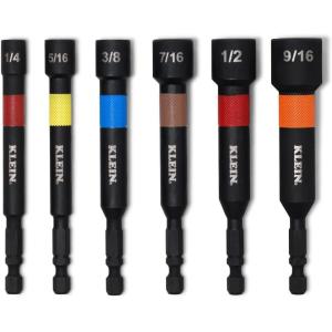 imageKlein Tools 32946S 4Inch Power Nut Setters 6Piece Set ImpactRated Magnetic ColorCoded SAE
