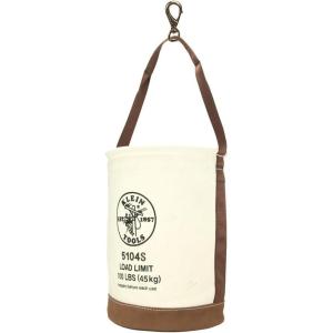 imageKlein Tools 5104CLR17 Canvas Bucket with ZipClose Top and Leather Bottom 14Inch Diameter 150Pound Load Rated Utility Bucket Natural17Inch