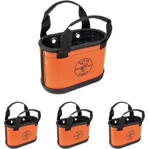 imageKlein Tools 5144BHB14OS HardBody Bucket Aerial Oval Tool Bucket with Drain Holes 29 PocketsOrangeBlack