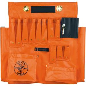 imageKlein Tools 51828 Tool Apron Made in USA 18Inch Aerial Apron with 8 Pockets and Tool Pouches Loops and Hooks in HiViz OrangeWith Magnet