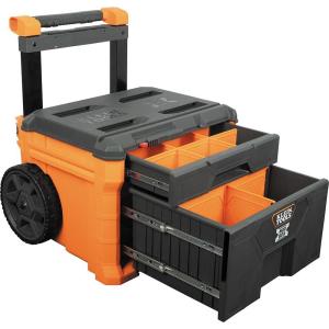 imageKlein Tools 54802MB MODbox Rolling Tool Box Heavy Duty Portable Tool Organizer with Side Mounting 10Inch Rubber Wheels Removable Handle Deep Stackable SetTwo Drawer Rolling Toolbox