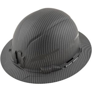 imageKlein Tools 60346 Hard Hat NonVented Full Brim Class E Premium KARBN Pattern Rechargeable Lamp Padded SweatWicking Sweatband Top PadHard Hat