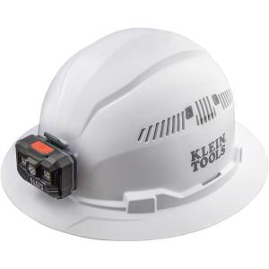imageKlein Tools 60407 Hard Hat Light Vented Full Brim Style Padded SelfWicking OdorResistant Sweatband WhiteHard Hat wRechargeable Light