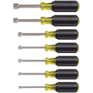 imageKlein Tools 631 Tool Set Made in USA Nut Driver Set wHex Nut Sizes 316 14 516 1132 38 716 and 12Inch on 3Inch Full Hollow Shaft 7PieceNonMagentic