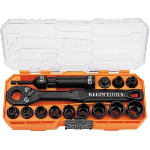 imageKlein Tools 65400 KNECT 15Piece Pass Through Socket Set SAE Impact Socket Set with MODbox Case Sockets Bits Accessories and 38Inch Drive Adapter