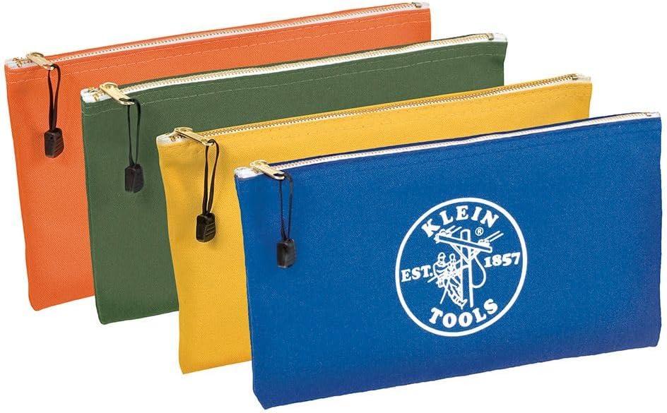 imageKlein Tools 80056 Tool Bag Storage Kit 1680d StandUp and Canvas Zipper Pouches Assorted Colors 6Piece6Piece