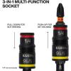 imageKlein Tools 32931 3in1 SAE Impact Socket Set 1 Flip Socket with 14 and 516 Nut Driver Sizes and 14Inch Bit Holder Impact Rated 2Inch Shaft3in1