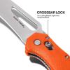 imageKlein Tools 44056 Pocket Knife Stainless Steel Hawkbill Blade for Cable Skinning and Line Work Bar Lock Orange Handle with Lanyard Hole
