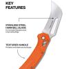 imageKlein Tools 44056 Pocket Knife Stainless Steel Hawkbill Blade for Cable Skinning and Line Work Bar Lock Orange Handle with Lanyard Hole