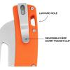imageKlein Tools 44056 Pocket Knife Stainless Steel Hawkbill Blade for Cable Skinning and Line Work Bar Lock Orange Handle with Lanyard Hole