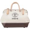 imageKlein Tools 510212 Heavy Duty Natural Canvas Tool Bag Tool Tote MultiPurpose Bag with Wide Hinged Opening and Leather Handles 12Inch12Inch