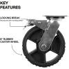 imageKlein Tools 54851MB 8Inch Replacement Caster Wheels Set of 4 Two Swivel with BrakeTwo Fixed Rubber Outer Utility Carts Wagons Dolly
